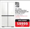 Samsung 713L White Bespoke French Door Fridge With Bespoke & Beverage Centre RF71A967535/FA