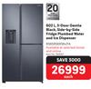 Samsung 602L 3 Door Gentle Black Side By Side Fridge Plumbed Water & Ice Dispenser RS65R5691B4/FA