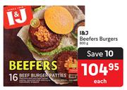 I&J Beefers Burgers-800g Each