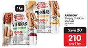 Rainbow Simply Chicken Viennas (All Variants)-For Any 2 x 1Kg