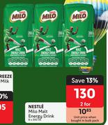 Nestle Milo Malt Energy Drink-For 2 x 6 x 200ml