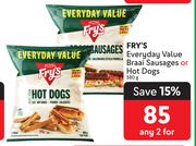 Fry's Everyday Value Braai Sausages Or Hot Dogs-For Any 2 x 380g