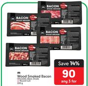 M Wood Smoked Bacon Shoulder, Back, Diced Or Round Cut-For Any 3 x 200g