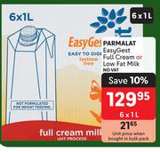 Parmalat Easy Gest Full Cream Or Low Fat Milk-6 x 1L