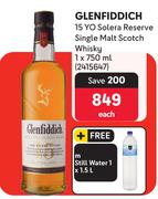 Glenfiddich 15 YO Solera Reserve Single Malt Scotch Whisky-750ml