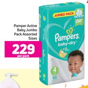 Pampers Active Baby Jumbo Pack Assorted Sizes-Per Pack