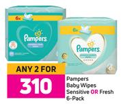 Pampers Baby Wipes Sensitive Or Fresh 6 Pack-For 2