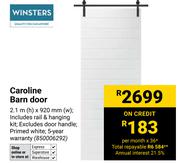 Winsters Caroline Barn Door-2.1m (h) x 920mm (w)