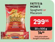 Fatti's & Moni's Spaghetti Or Macaroni-20 x 500g