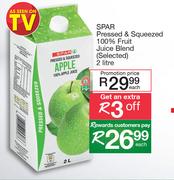 Spar Pressed And Squeezed 100% Fruit Blend-2Ltr Each