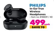 Philips In-Ear True Wireless Headphones-Each