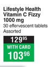 Lifestyle Health Vitamin C Fizzy  1000mg Assorted-Per 30 Effervescent Tablets