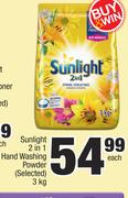 Sunlight 2 In 1 Hand Washing Powder (Selected)-3Kg 