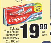 Colgate Triple Action Toothpaste Banded Pack-2 x 100ml Per Pack 