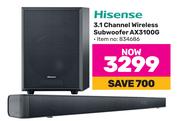 Hisense 3.1 Channel Wireless Subwoofer AX3100G