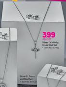 Silver CZ Infinity Cross Stud Set-Per Set
