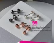 Silver/Black/Rose Gold Plated 4mm Full Ball Stud-Per Set