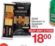 Spar Macaroni Or Spaghetti-2 x 500g