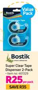 Bostik Super Clear Tape Dispenser 2 Pack-Per Pack