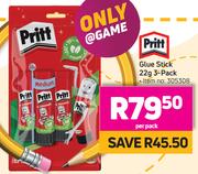 Pritt Glue Stick 3 Pack-22g Per Pack