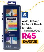 Staedtler Water Colour Tablets & Brush 12 Pack