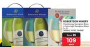 Robertson Winery Chardonnay,Sauvignon Blanc Or Extra Light Sauvignon Blanc-3L Each