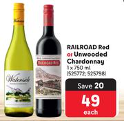 Railroad Red Or Unwooded Chardonnay-750ml Each