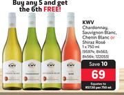 KWV Chardonnay Sauvignon Blanc,Chenin Blanc Or Shiraz Rose-750ml Each