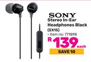 Sony Stereo In Ear Headphones Black EX15-Each
