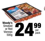 Woody's Smoked Or Red Viennas-500g Per Pack