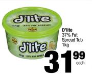 D'Lite 37% Fat Spread Tub-1Kg Each