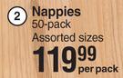 Baby Things Nappies 50 Pack Assorted Sizes-Per Pack