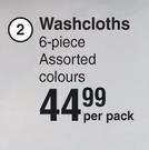 Baby Things Washcloths 6 Piece Assorted Colours-Per Pack