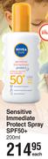 Nivea Sensitive Immediate Protect Spray SPF50+ - 200ml