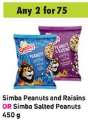 Simba Peanuts And Raisins Or Simba Salted Peanuts-For Any 2 x 450g