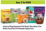 Hug In A Mug, Five Roses Tea Lattes, Five Roses Tea Chai Or Freshpak Cappuccino-For Any 2
