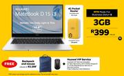 Huawei Matebook D 15 i3-MTN Made For Business Data+ S