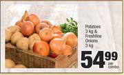 Potatoes 3kg & Freshline Onions 3kg-Per Combo