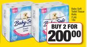 Baby Soft Toilet Tissue Rolls 2 Ply-For 2 x 18's Pack