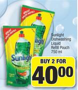 Sunlight Dishwashing Liquid Refill Pouch-For 2 x 750ml