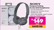 Sony Compact Folding On Ear Aux Headphones-Each