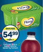 Flora Light 40% Or Regular 50% Fat Spread Tub-1Kg Each