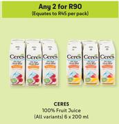 Ceres 100% Fruit Juice ( All Variants)-For Any 2 x 6 x 200ml