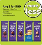 Cadbury Chocolate Slabs ( All Variants)-For Any 5 x 80/88g