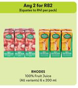 Rhodes 100% Fruit Juice (All Variants)-For Any 2 x 6 x 200ml