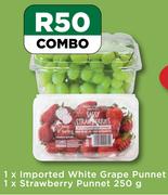 1 x Imported White Grape Punnet, 1 x Strawberry Punnet 250g-Combo