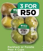 Packham Or Forelle Pear 4 Cups-For 3