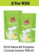 First Value All Purpose Cleaner Lemon-For 2 x 750ml
