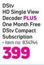 Dstv HD Single View Decoder Plus One Month Free Dstv Compact Subscription