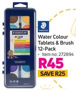 Staedtler Water Colour Tablets & Brush-12 Pack